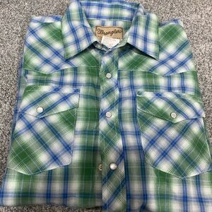 Boys XL wrangler western cowboy button down pearl snap shirt